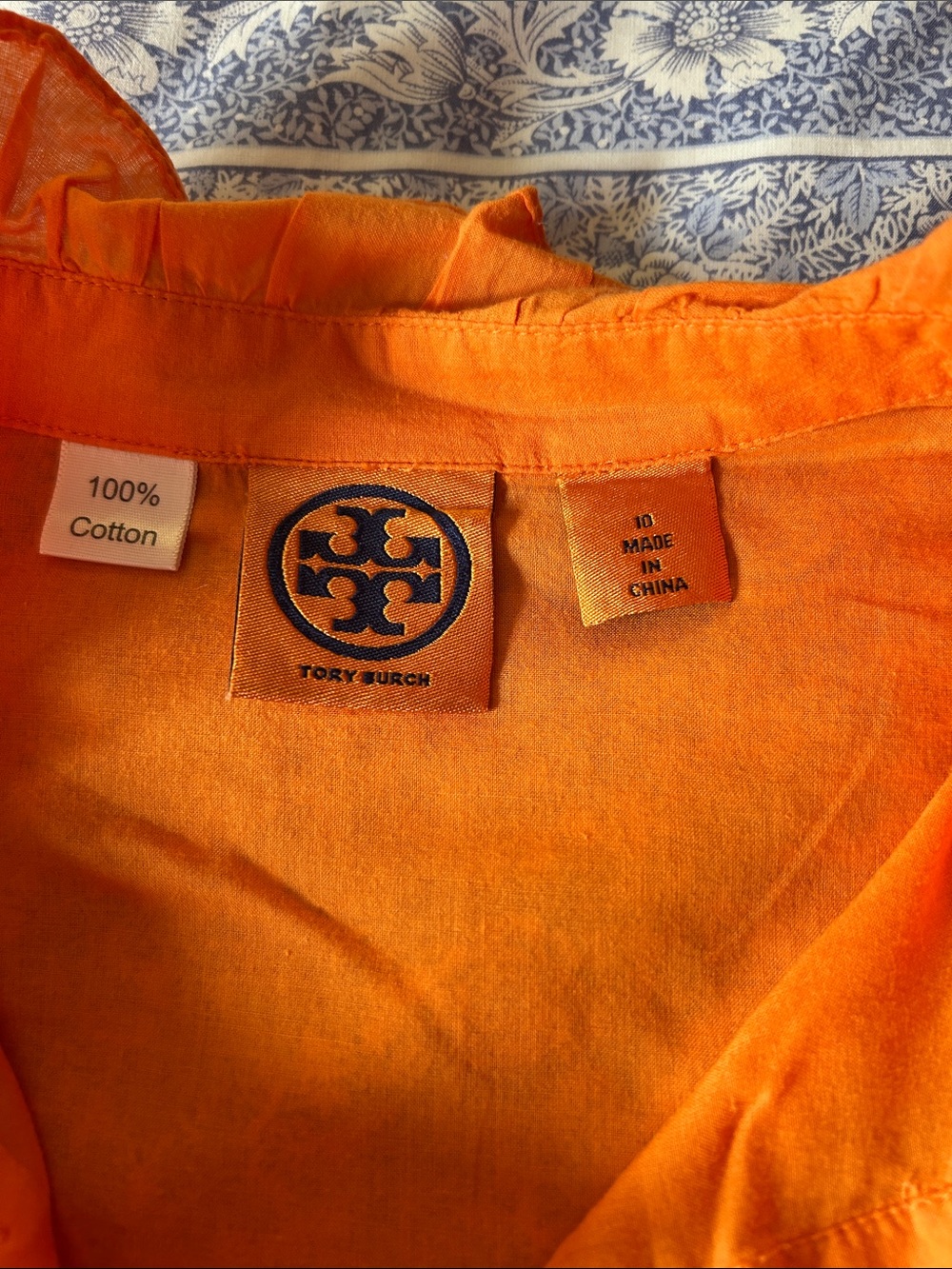 Bright Orange Ruffle Button-Up Blouse - Picture 4 of 4